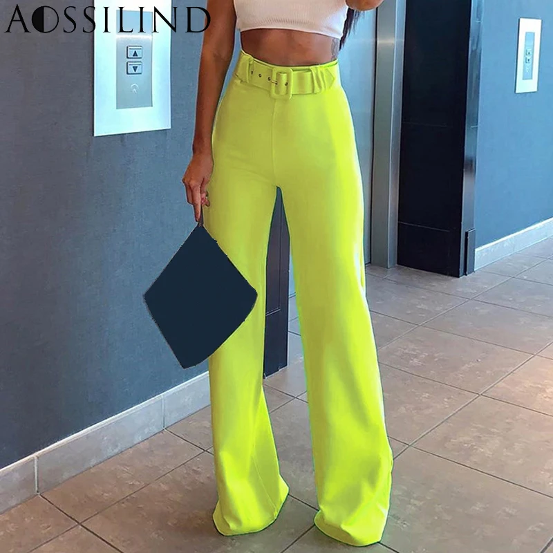 AOSSILIND High Waist Wide Leg Casual Pants Summer Autumn Women Fashion Sashes Trousers Ladies Neon Yellow Straight Pants
AOSSILIND High Waist Wide Leg Casual Pants Summer Autumn Women Fashion Sashes Trousers Ladies Neon Yellow Straight Pants