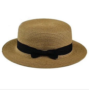 women summer hat cute black boater hats female beach straw sun | Тематическая одежда и униформа