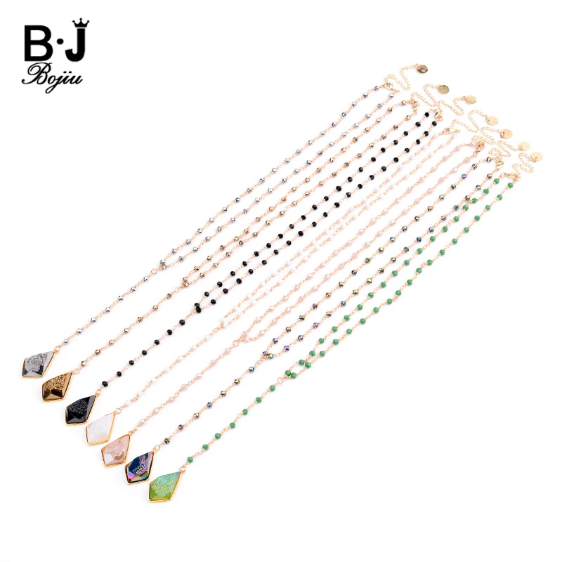 Trendy Natural Semi-Precious Stone Druzy Pendant Necklaces For Women Gold Crystal Beads Chain Geometric Drusy Necklace NKS237
Trendy Natural Semi-Precious Stone Druzy Pendant Necklaces For Women Gold Crystal Beads Chain Geometric Drusy Necklace NKS237