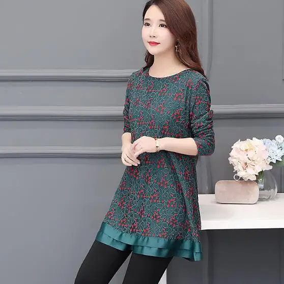 Women winter plus velvet bottom shirt tops 2018 new fashion plus size loose women's lace pullover female spring Autumn T-shirt
Women winter plus velvet bottom shirt tops 2018 new fashion plus size loose women's lace pullover female spring Autumn T-shirt