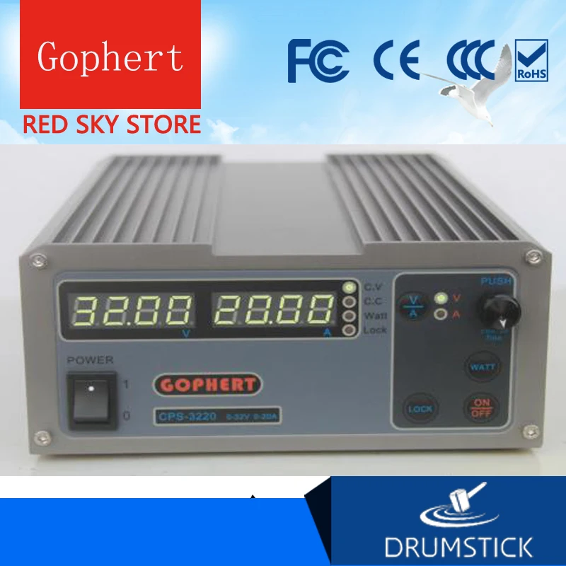(6PACK) Gophert Mini Digital DC Power Supply CPS-3220 Adjustable 0-32V 0-20A Lockable corrective maintenance ageing failure
(6PACK) Gophert Mini Digital DC Power Supply CPS-3220 Adjustable 0-32V 0-20A Lockable corrective maintenance ageing failure