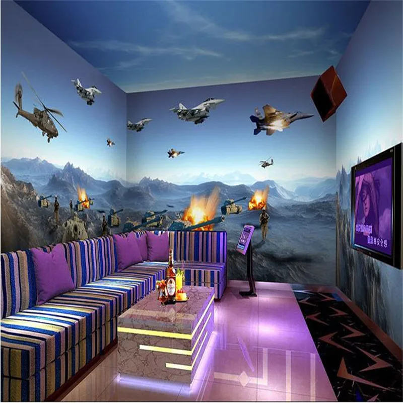 

beibehang High quality flash cloth wallpaper / 3d photo stereoscopic aircraft tanks sofa backdrop bedroom / mural wallpaper