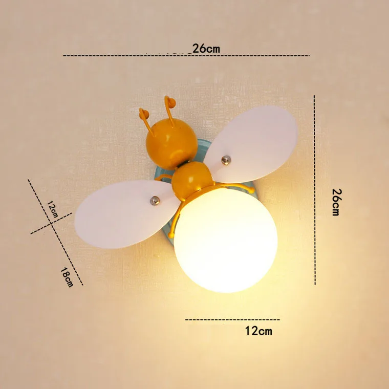 Cartoon Frosted Glass Bulb LED Lights Iron Firefly & Bee Beside Wall Lamps for Children
Cartoon Frosted Glass Bulb LED Lights Iron Firefly & Bee Beside Wall Lamps for Children