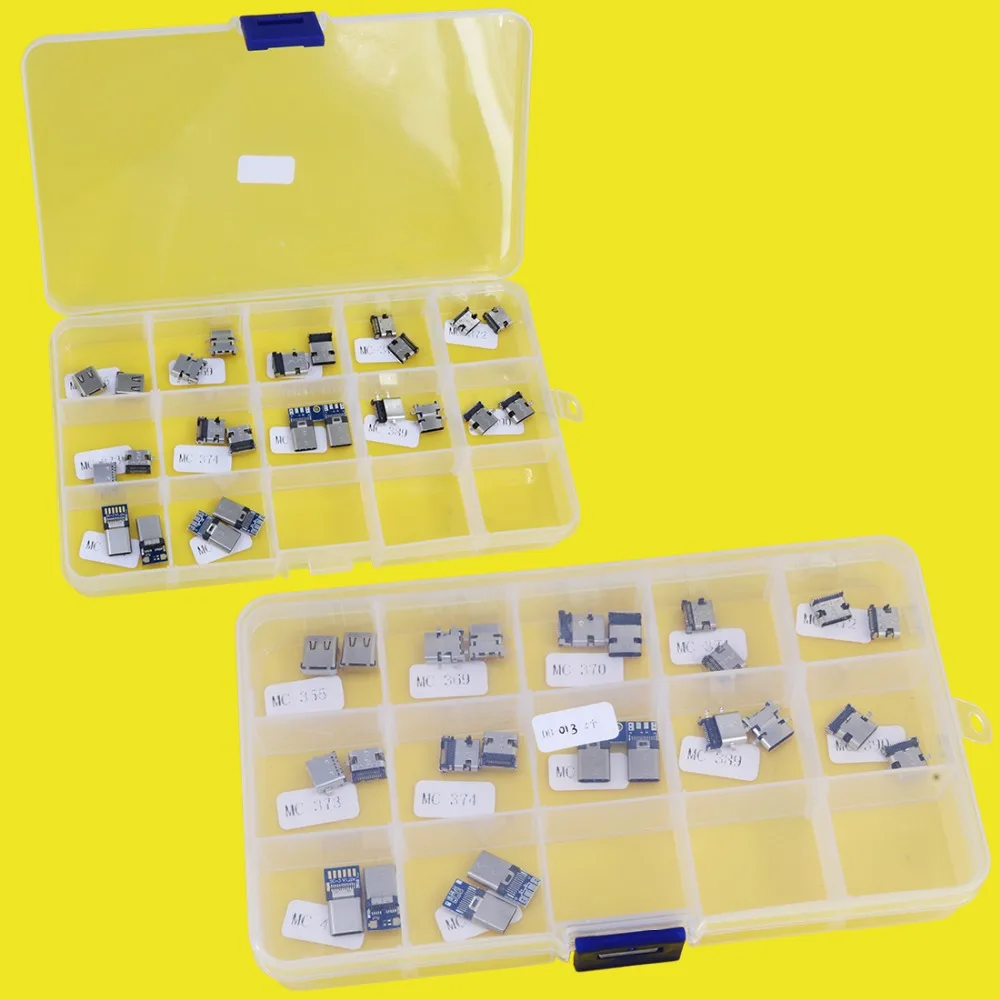 24Pcs 12 Styles USB Female Mini USB SMD Vertical Socket Connector for DIY 3.1 Type C Jack Connector Port Charging Data Plug
24Pcs 12 Styles USB Female Mini USB SMD Vertical Socket Connector for DIY 3.1 Type C Jack Connector Port Charging Data Plug