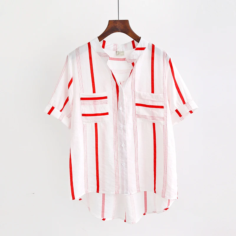 PERHAPS U Blue Red Yellow Strip V Neck Pocket Loose Shirt Blouse Short Sleeve Half Sleeve Women B0090
PERHAPS U Blue Red Yellow Strip V Neck Pocket Loose Shirt Blouse Short Sleeve Half Sleeve Women B0090