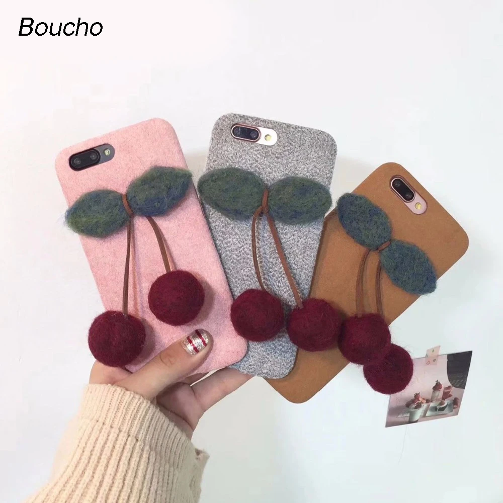 Чехол Boucho для телефона с 3d изображением фруктов и вишни iphone X плюшевые теплые