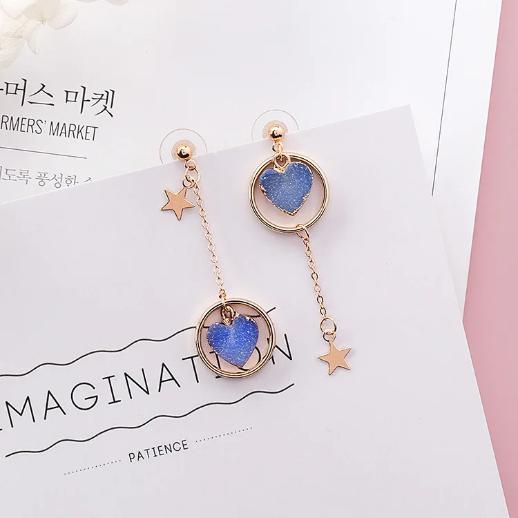 2018 Sweety Korean Colourful Stone Love Heart Earrings For Girl Alloy Circle Star Pendant Asymmetry Earings Fashion Jewelry
2018 Sweety Korean Colourful Stone Love Heart Earrings For Girl Alloy Circle Star Pendant Asymmetry Earings Fashion Jewelry