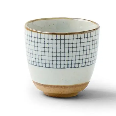 

Ceramic soup cup coarse pottery hand painted lattice pattern teacup originality Coffee cup wine cups