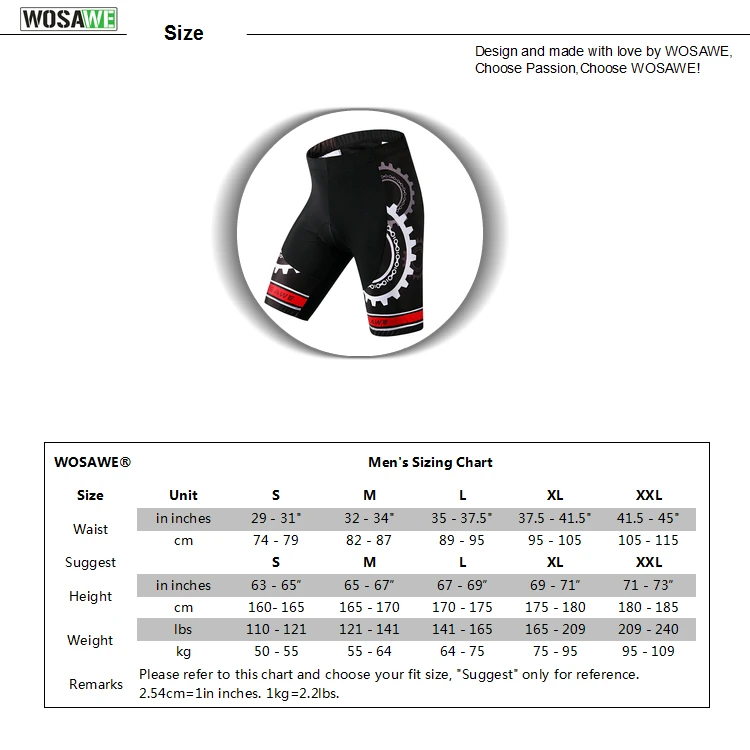 WOSAWE Men Cycling Shorts Black 4D Padded Gel Gear Pattern Short Bicycle MTB Bike Shorts Pantalones cortos de ciclismo S-2XL
WOSAWE Men Cycling Shorts Black 4D Padded Gel Gear Pattern Short Bicycle MTB Bike Shorts Pantalones cortos de ciclismo S-2XL