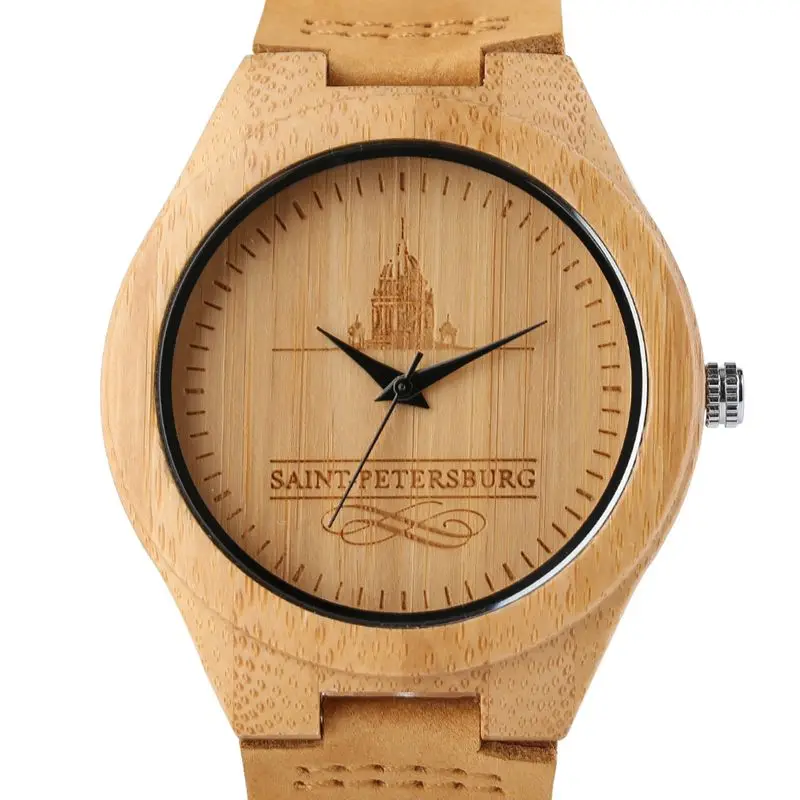 Bamboo Natural Wood Men Watch Minimalist Quartz Watches Genuine Leather Strap Casual Sports Clock St. Petersburg Exquisite Gift
Bamboo Natural Wood Men Watch Minimalist Quartz Watches Genuine Leather Strap Casual Sports Clock St. Petersburg Exquisite Gift