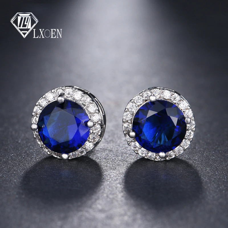 LXOEN Classic Unisex Round Crystal Stud Earrings with Blue AAA Zircon Druzy Studs Ear for Party Jewelry brinco Gift bijoux
LXOEN Classic Unisex Round Crystal Stud Earrings with Blue AAA Zircon Druzy Studs Ear for Party Jewelry brinco Gift bijoux