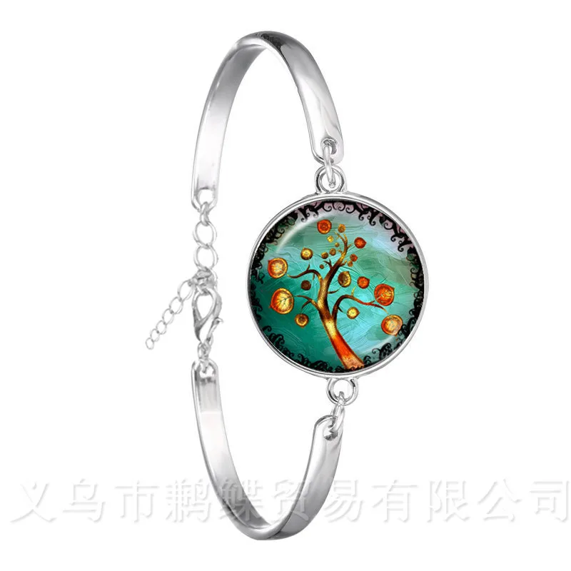 Горячая распродажа винтажный Древо жизни стеклянный браслет из кабошона для