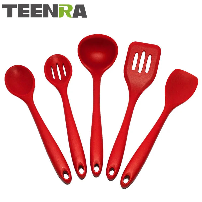 TEENRA 5PCS Red Heat Resistant Kitchen Utensils Set Silicone Spatula Mixing Spoon Turner Ladle Non-stick Cooking Tools Set
TEENRA 5PCS Red Heat Resistant Kitchen Utensils Set Silicone Spatula Mixing Spoon Turner Ladle Non-stick Cooking Tools Set