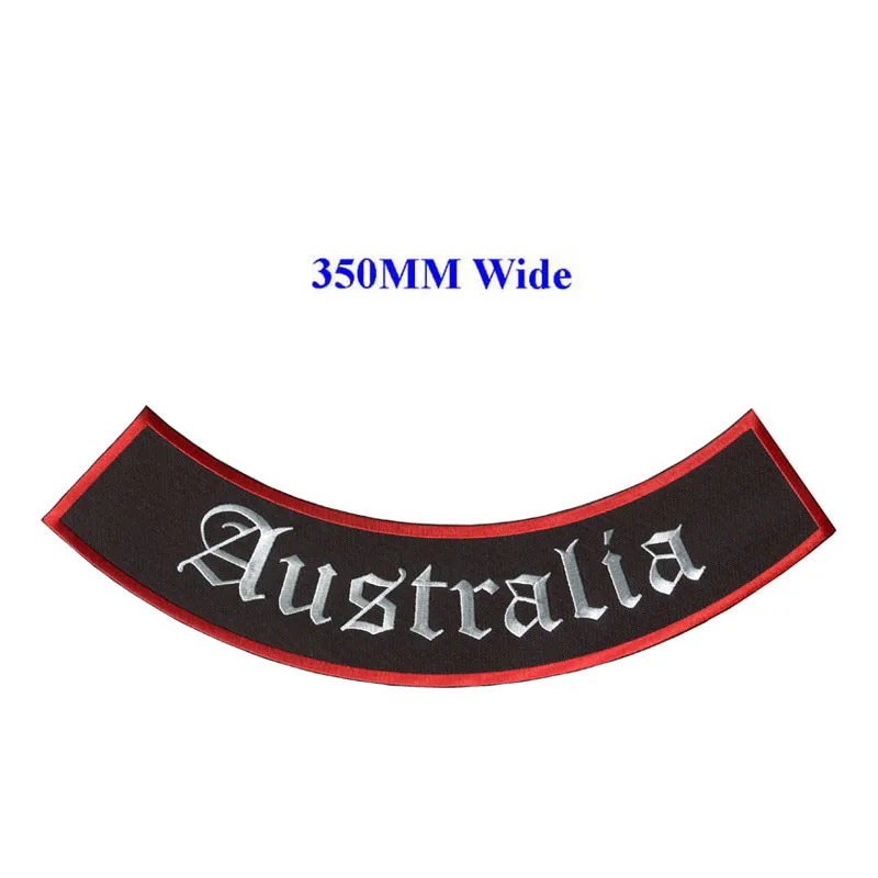 Top and bottom Australia embroidered patches & rockers for motorcycle clubs and individual bikers with iron on backing
Top and bottom Australia embroidered patches & rockers for motorcycle clubs and individual bikers with iron on backing