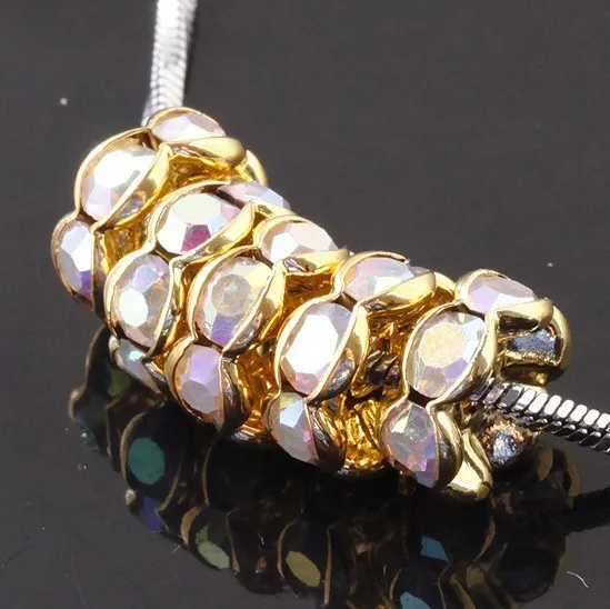 Wholesale Free Shipping 6mm AB Rhinestone gold plated Loose Spacer Charm European Beads Findings
Wholesale Free Shipping 6mm AB Rhinestone gold plated Loose Spacer Charm European Beads Findings