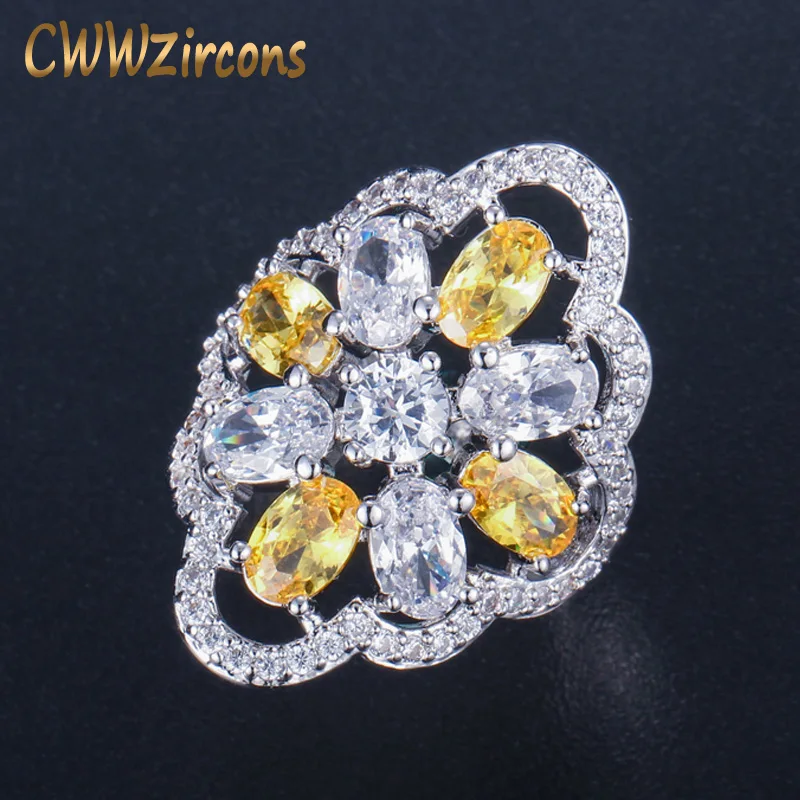 CWWZircons High Quality Silver Color Large Yellow Cubic Zircon Ring Jewelry For Women Engagement Party Cocktail Rings R051
CWWZircons High Quality Silver Color Large Yellow Cubic Zircon Ring Jewelry For Women Engagement Party Cocktail Rings R051
