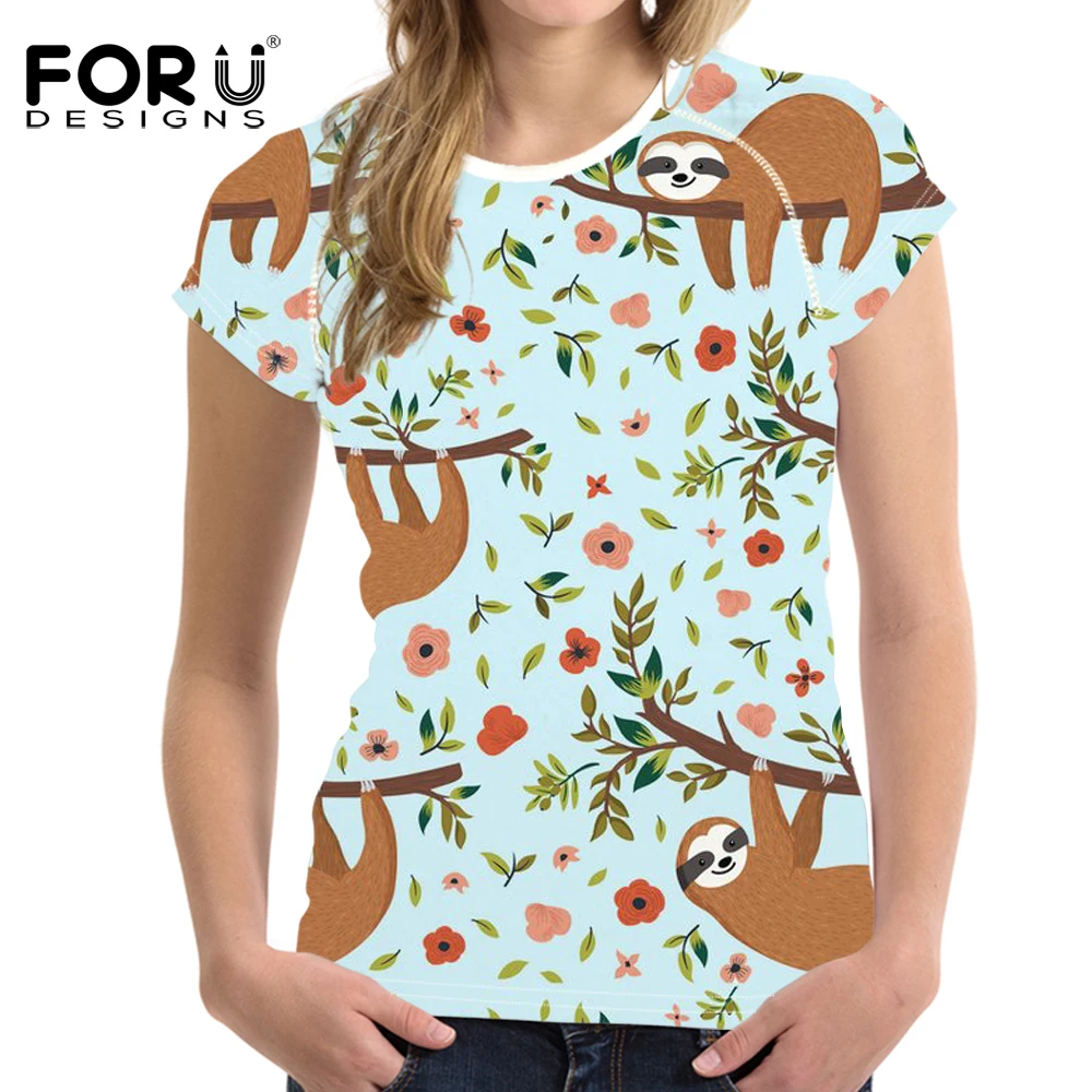 FORUDESIGNS/женская футболка 2019 модная Милая животная Ленивец цветочный узор стильная женская футболка с круглым вырезом эластичная
FORUDESIGNS/женская футболка 2019 модная Милая животная Ленивец цветочный узор стильная женская футболка с круглым вырезом эластичная
