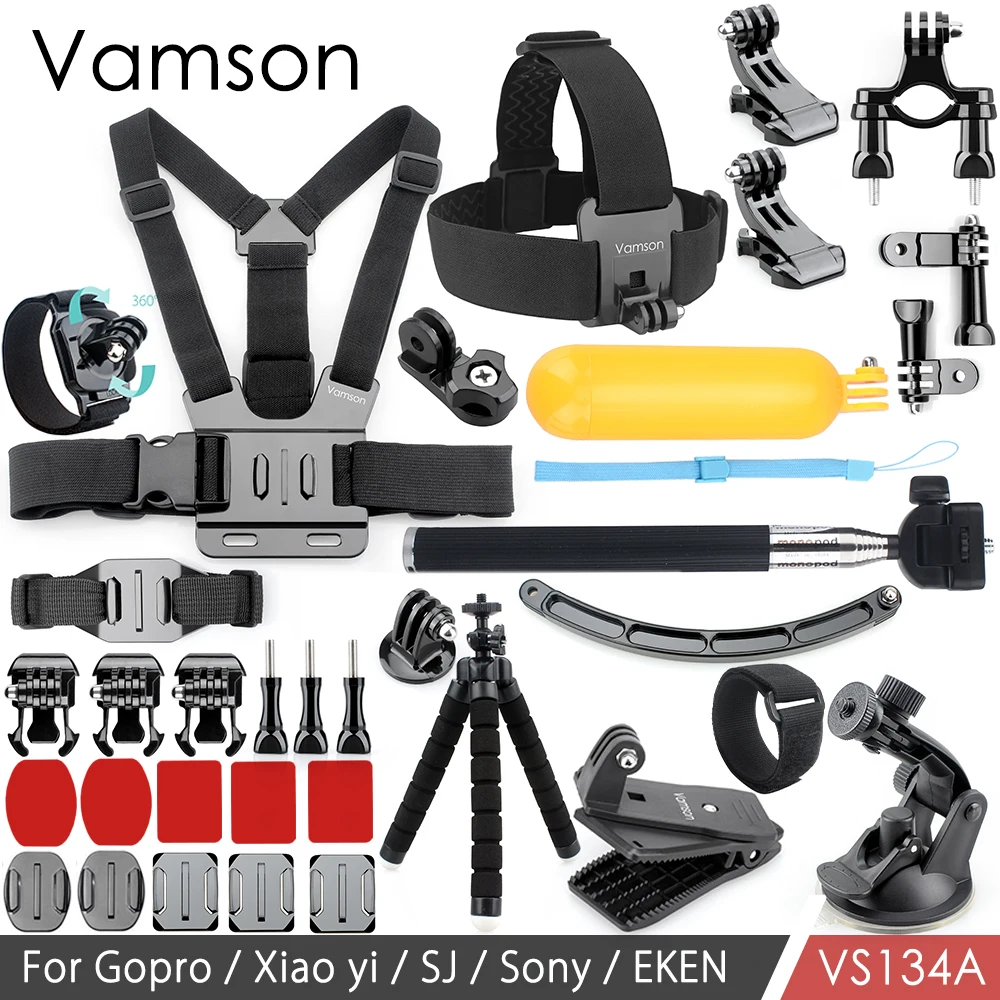 Набор аксессуаров Vamson для Gopro Hero 6 5 4, мини-штатив, гаечный ключ, адаптер, плавающий поплавок для Yi Lite для Eken для SJCAM VS134
Набор аксессуаров Vamson для Gopro Hero 6 5 4, мини-штатив, гаечный ключ, адаптер, плавающий поплавок для Yi Lite для Eken для SJCAM VS134