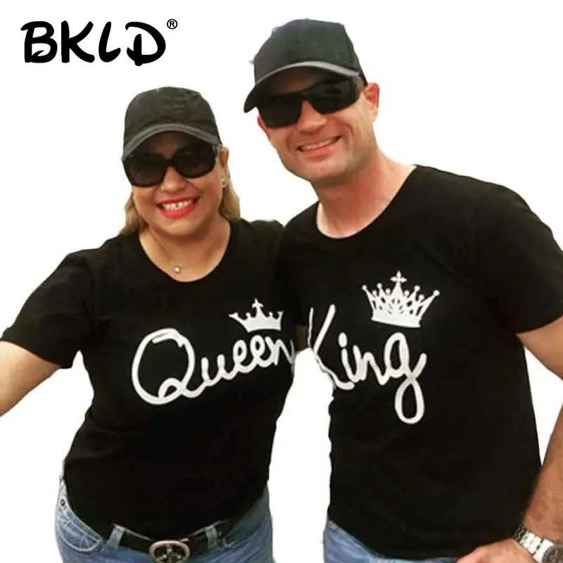 Фото BKLD новая футболка король Королева императорская корона одежда для влюбленных