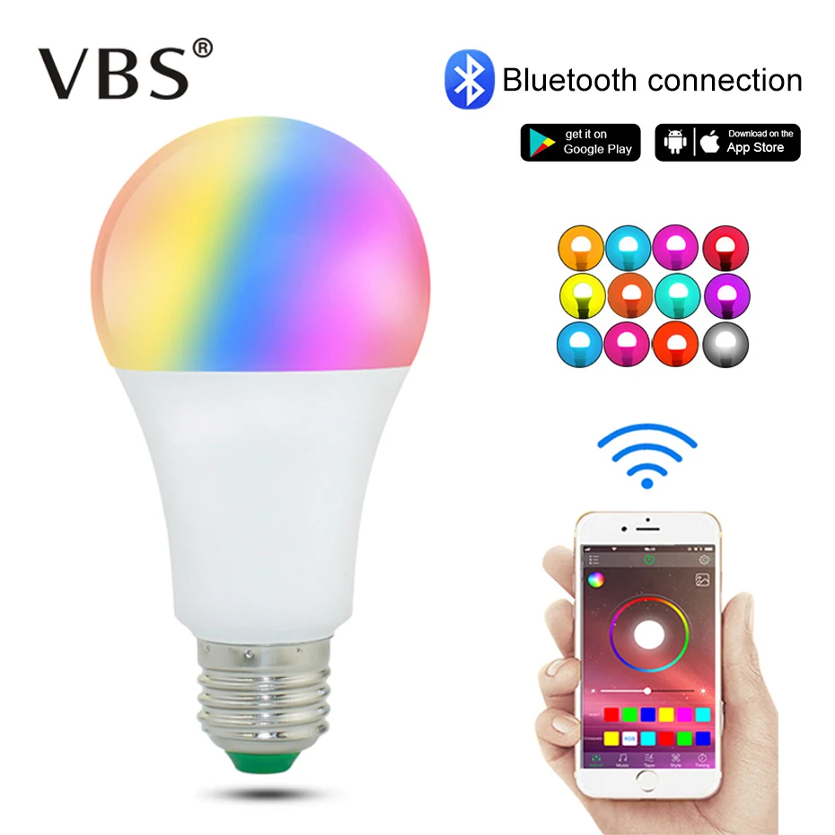 E27 B22 RGBW 15 Вт светодиодная лампочка Bluetooth умсветильник Голосовое управление