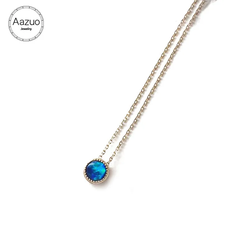 Aazuo 18K Yellow Gold Opal Necklace Natual Bubble Blue Opal Pendant for Women Engagement Wedding Charm Jewely
Aazuo 18K Yellow Gold Opal Necklace Natual Bubble Blue Opal Pendant for Women Engagement Wedding Charm Jewely