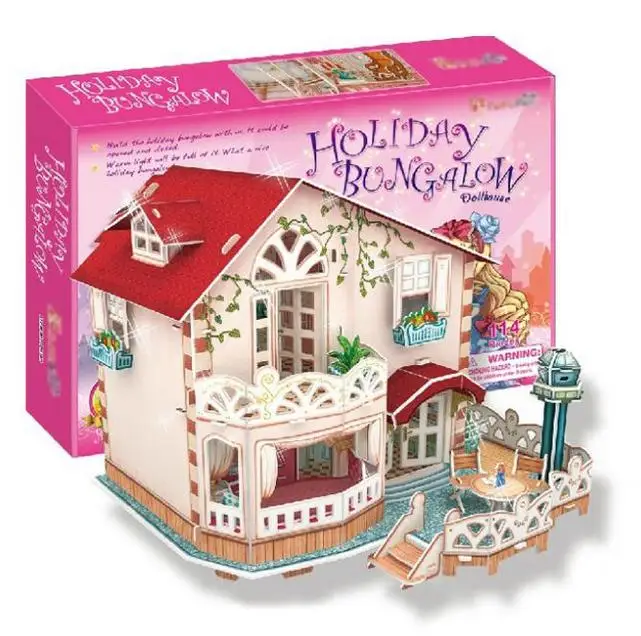 T0409 3D Puzzles Holiday Villa With LED lights Paper Model Girls kids Creative gift Children Educational toys hot sale
T0409 3D Puzzles Holiday Villa With LED lights Paper Model Girls kids Creative gift Children Educational toys hot sale