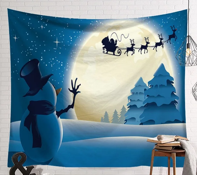 

CAMMITEVER Christmas Tapestry Wall Hanging Present Gift Xmas Merry Christmas Tapestry Santa Claus Deer Fabric Blanket