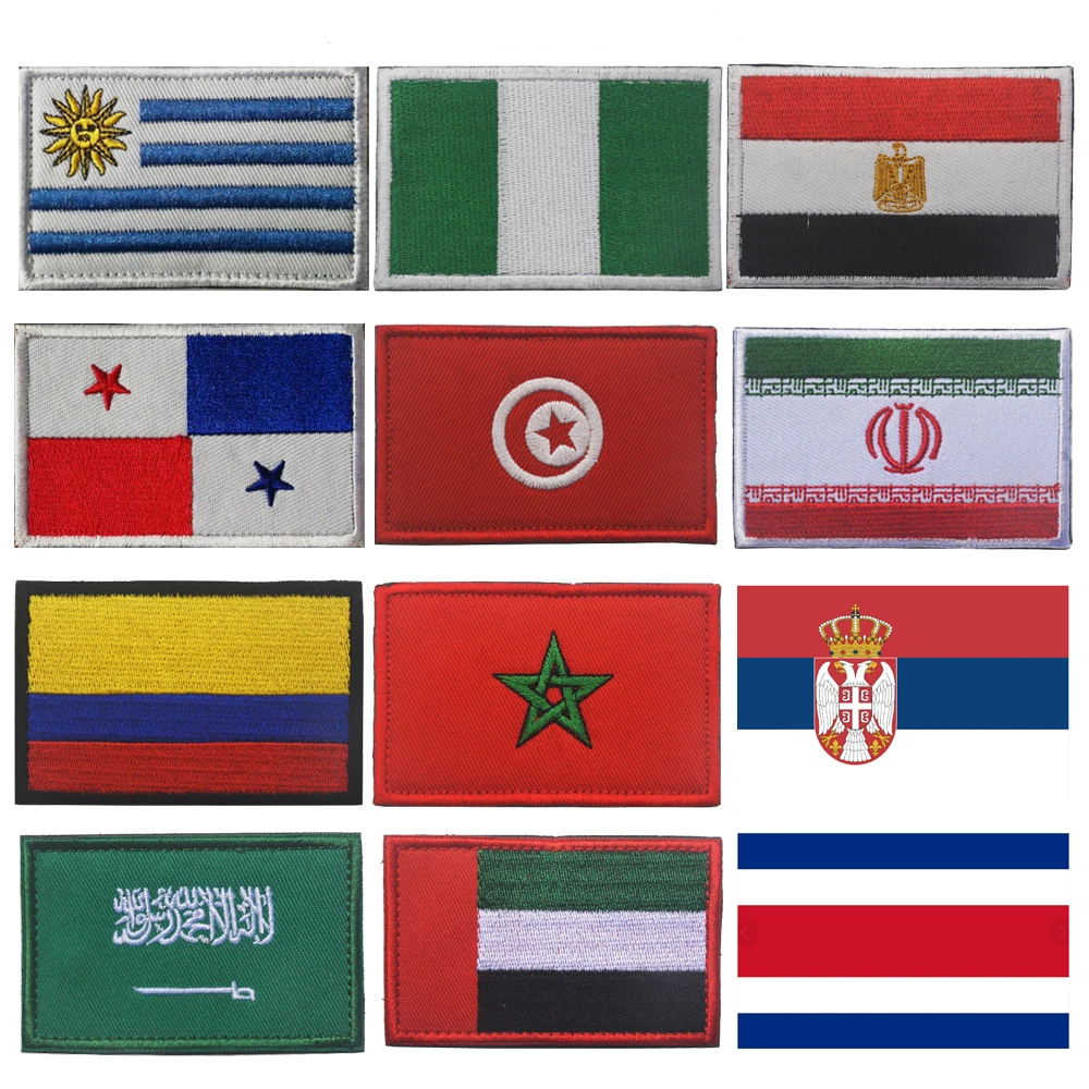 Colombia Morocco Uruguay Tunisia Serbia Costa Rica Nigeria Arab Egypt UAE Iran Panama Embroidered Flag Patch badge Hook and Hoop
Colombia Morocco Uruguay Tunisia Serbia Costa Rica Nigeria Arab Egypt UAE Iran Panama Embroidered Flag Patch badge Hook and Hoop