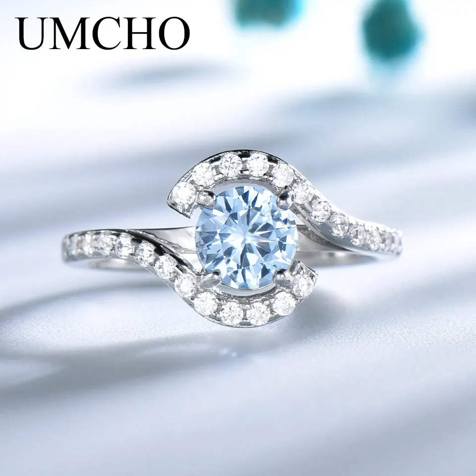UMCHO Created Sky Blue Topaz Real 925 Sterling Silver Rings For Female Engagement Romantic Bridal Anniversary Gift Fine Jewelry
UMCHO Created Sky Blue Topaz Real 925 Sterling Silver Rings For Female Engagement Romantic Bridal Anniversary Gift Fine Jewelry