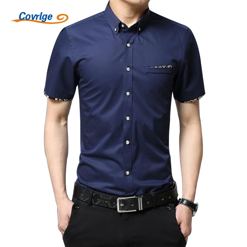 Covrlge Men's Short Sleeve Shirt Fashion Cotton Slim Fit Shirts Summer Male Large Size Camisas Solid Business Dress Shirt MCS061
Covrlge Men's Short Sleeve Shirt Fashion Cotton Slim Fit Shirts Summer Male Large Size Camisas Solid Business Dress Shirt MCS061