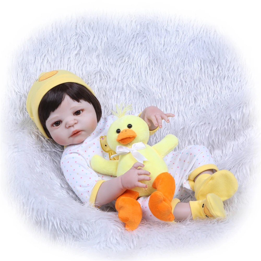 

55cm Full Body Silicone Reborn Girl Baby Doll Toy Lifelike cute Princess Newborn Babies Doll Cute Birthday Gift Bathe Toy NPK