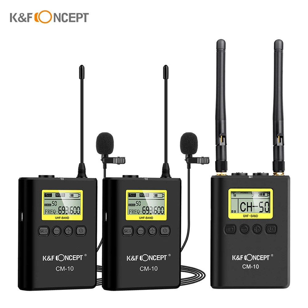 K&F CONCEPT Wireless Recording Lavalier Lapel Microphone System UHF Dual-Channel Microphone for Canon Nikon Sony DSLR Camera
K&F CONCEPT Wireless Recording Lavalier Lapel Microphone System UHF Dual-Channel Microphone for Canon Nikon Sony DSLR Camera