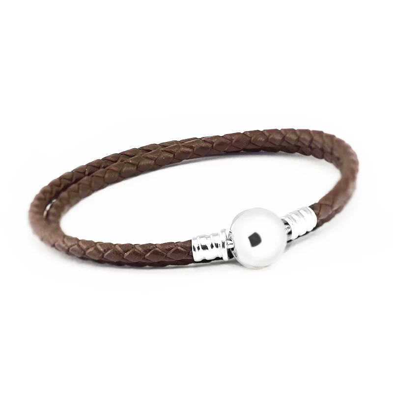 Fits Europe Beads Charms Brown Braided Double Brand Leather Bracelets with Round Clasp Silver 925 Jewelry Women Bracelets
Fits Europe Beads Charms Brown Braided Double Brand Leather Bracelets with Round Clasp Silver 925 Jewelry Women Bracelets
