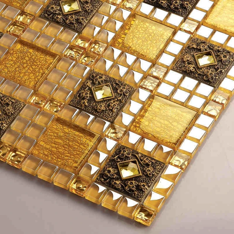 express shipping free yellow color crystal glass mosaic tiles for kitchen backsplash bathroom shower fireplace | Дом и сад