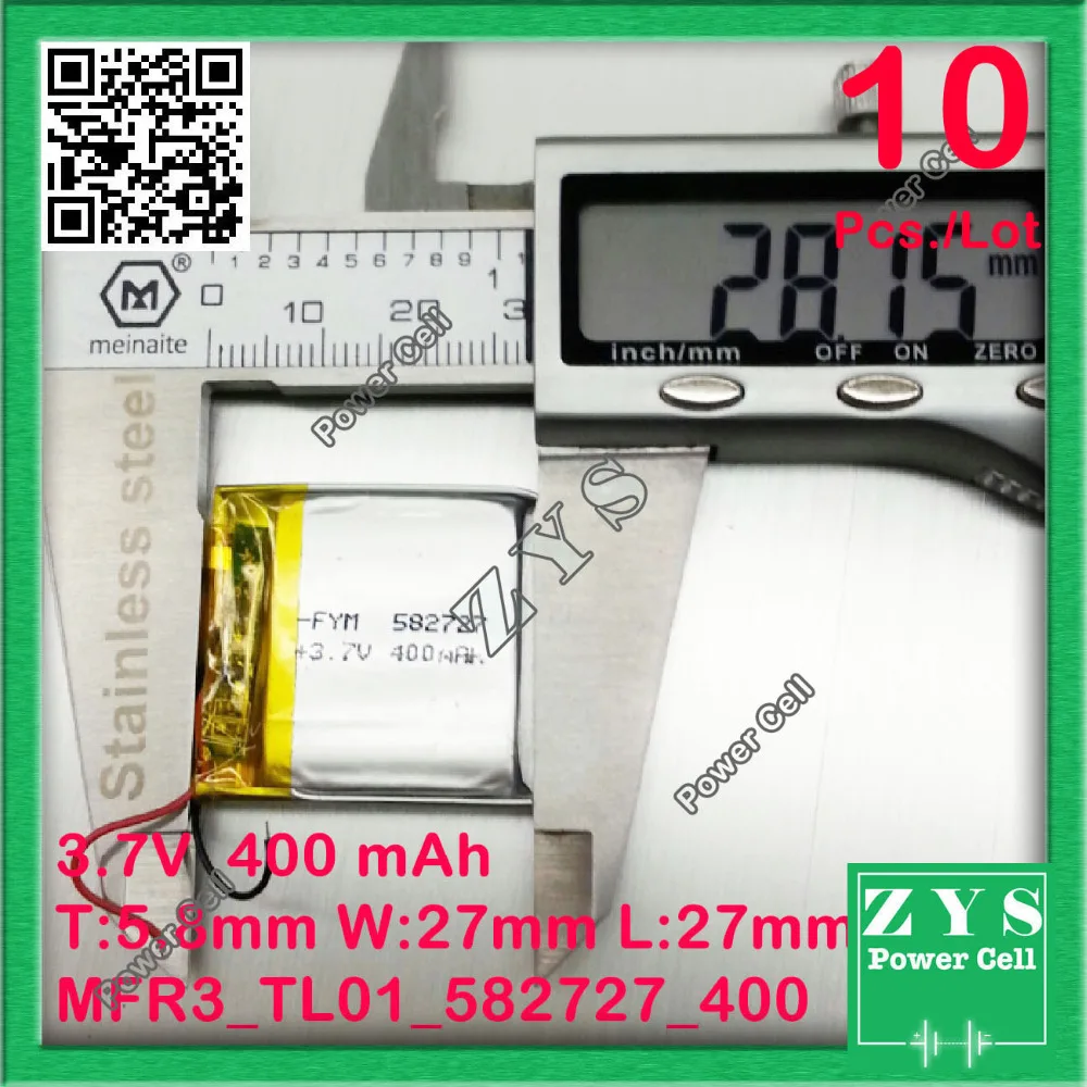 Safety Packing (Level 4) 10 pcs. li-ion battery 3.7v 400mAh rechargeable 3.7 v 400 mah size: 5.8x27x27mm 582728 582727 | Компьютеры и