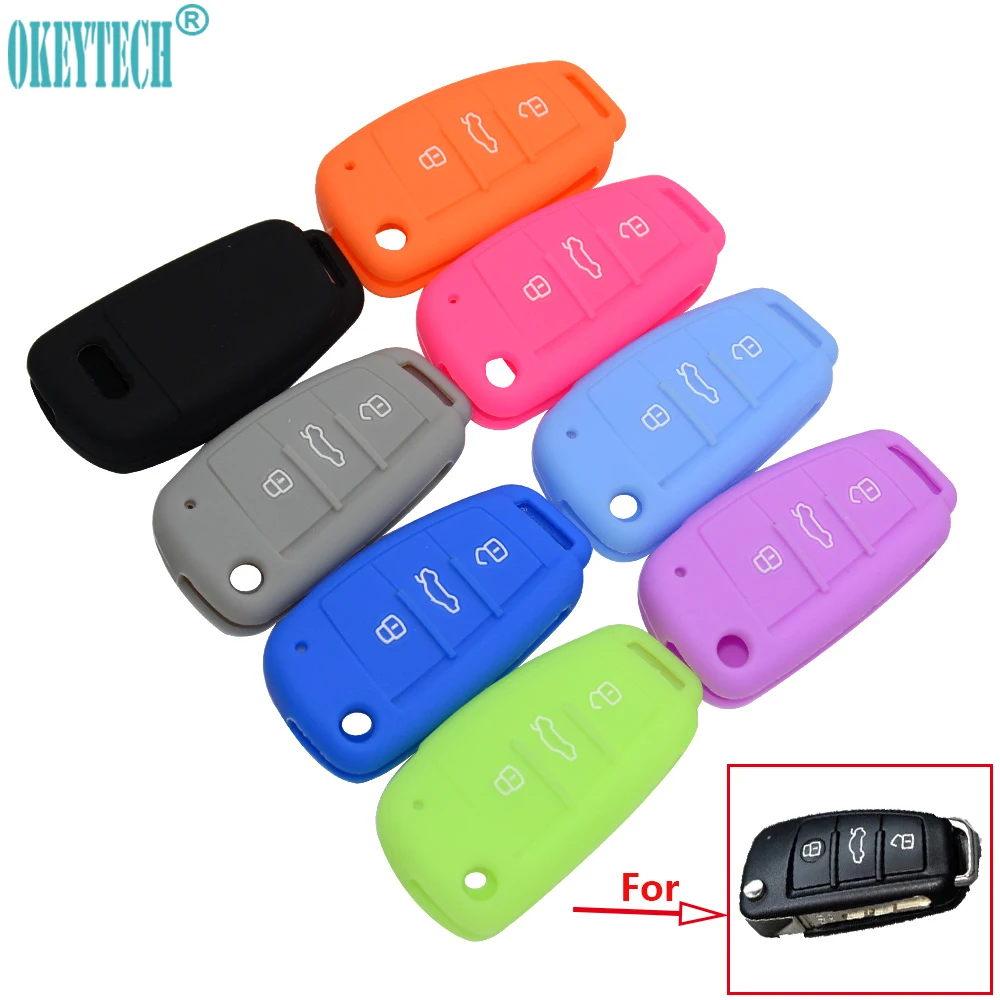 OkeyTech New Silicone Car Key Fob Cover Case Skin 3 Buttons For Audi A1 A2 A3 A4 A5 A6 A7 TT Q3 Q5 Flip Folding Remote Protected
OkeyTech New Silicone Car Key Fob Cover Case Skin 3 Buttons For Audi A1 A2 A3 A4 A5 A6 A7 TT Q3 Q5 Flip Folding Remote Protected