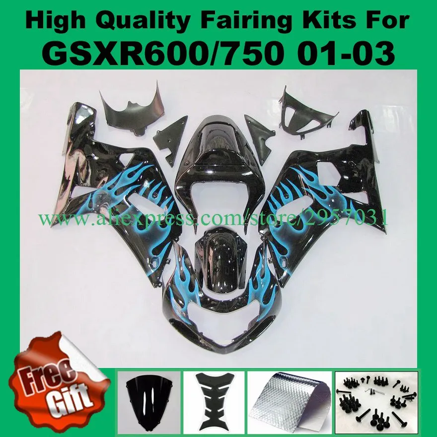 Injection Fairings for SUZUKI GSXR600 GSXR750 01 02 03 K1 GSX-R750 GSX-R600 2001 02 2003 GSXR600 750 Blue flame blk fairing kits
Injection Fairings for SUZUKI GSXR600 GSXR750 01 02 03 K1 GSX-R750 GSX-R600 2001 02 2003 GSXR600 750 Blue flame blk fairing kits