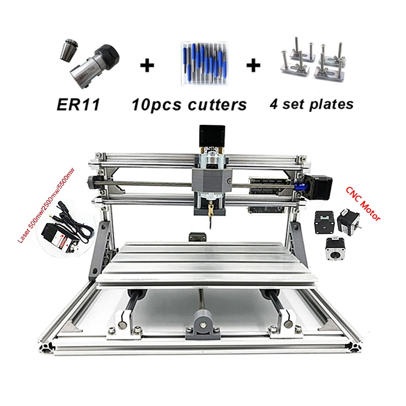 

Multifunction 2 in 1 mini CNC 2418 PRO laser engraving cutting machine with GRBL control L10007