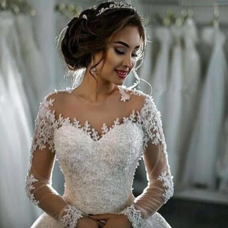 Vestido de Noiva Wedding Dresses 2018 Long Sleeves Lace Beaded Ball Gown Bride Dress Wedding Gown Trouwjurk Robe De Mariee
Vestido de Noiva Wedding Dresses 2018 Long Sleeves Lace Beaded Ball Gown Bride Dress Wedding Gown Trouwjurk Robe De Mariee