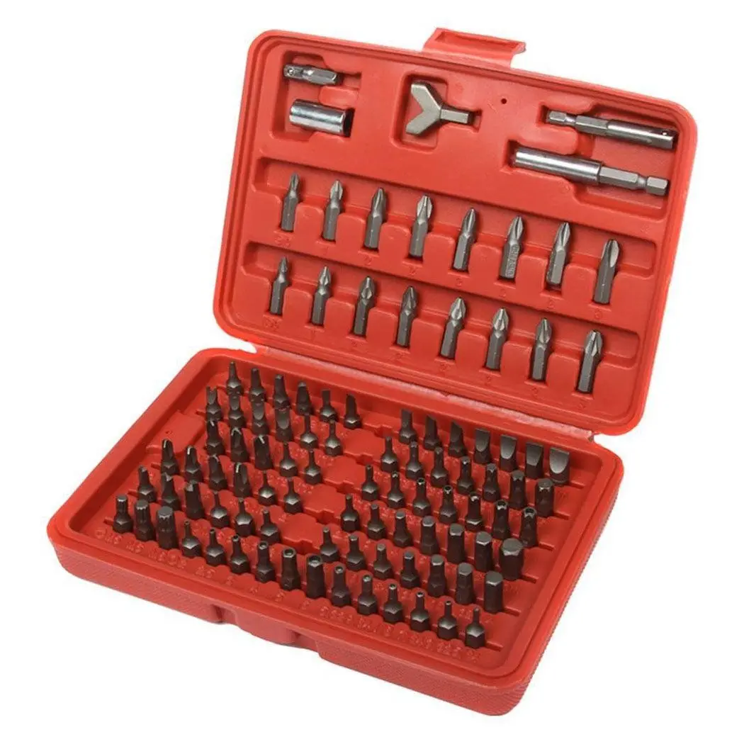 100pc Security Bit Set Torx Star Tamper Screws Hex Key Phillips Slotted Tri Wing | Screwdriver