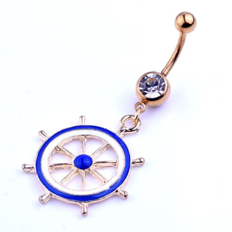 Blue paint rudder navel ring human puncture buckle stainless steel gold belly piercing
Blue paint rudder navel ring human puncture buckle stainless steel gold belly piercing