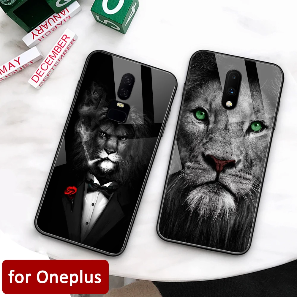 Чехол Oneplus 6t стеклянная задняя крышка с рисунком льва coque 5t чехол для 1 + 5 5T 6 7 pro |