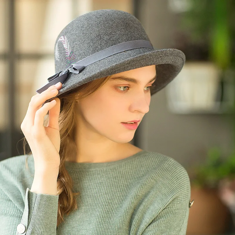 Lady Wool Fedoras Hats Girls Winter Warm Dome Caps Fashion Embroidery Shopping Warm Wool Hat Female Party Cap A92
Lady Wool Fedoras Hats Girls Winter Warm Dome Caps Fashion Embroidery Shopping Warm Wool Hat Female Party Cap A92