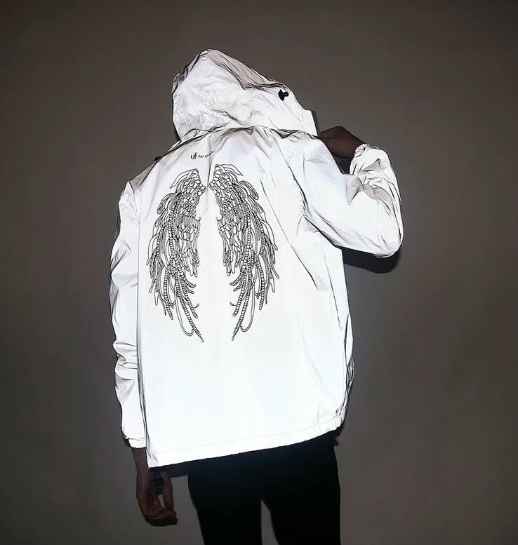 new fashion men 3M reflective jacket waterproof hiphop wings letters printed couple Windbreaker hooded Fluorescent coats Outwear
new fashion men 3M reflective jacket waterproof hiphop wings letters printed couple Windbreaker hooded Fluorescent coats Outwear