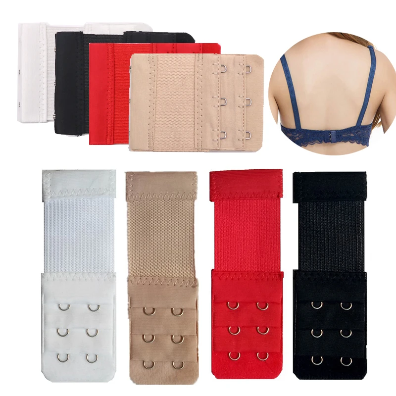 

4pcs Sexy 3 Rows 2 Hooks Bra Extender for Women's Nylon Clasp Extension Elastic On Strap Soft Bra Band Extenders Bra Accessories