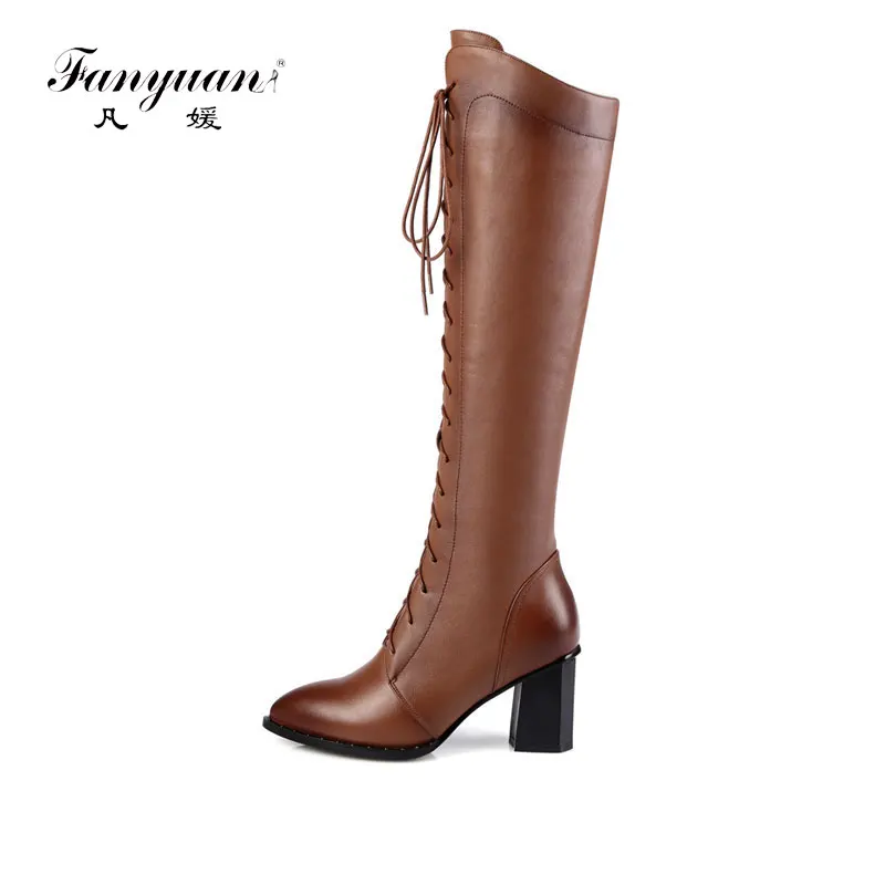 fanyuan Genuine Leather Knee-High boots Winter shoes Sexy Pointed Toe Zipper Motorcycle boots Solid Cross-tied Party long boots
fanyuan Genuine Leather Knee-High boots Winter shoes Sexy Pointed Toe Zipper Motorcycle boots Solid Cross-tied Party long boots
