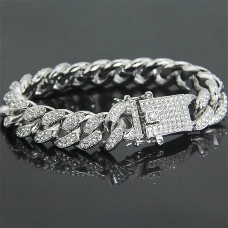 Full Rhinestone Iced Out Men Hip hop Bling Cuban Bracelet Paved Rhinestones Chain Bracelets For Women Men Jewelry CZ Link Chain
Full Rhinestone Iced Out Men Hip hop Bling Cuban Bracelet Paved Rhinestones Chain Bracelets For Women Men Jewelry CZ Link Chain