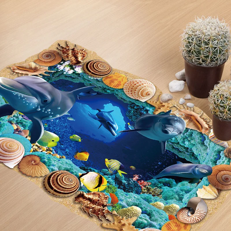 Dolphin Undersea Caves Floor 3D Sticker Wall Sticker 60*90cm for Kids Room Mural Home Decor Vinyl Wall Decals Adesivo De Parede
Dolphin Undersea Caves Floor 3D Sticker Wall Sticker 60*90cm for Kids Room Mural Home Decor Vinyl Wall Decals Adesivo De Parede