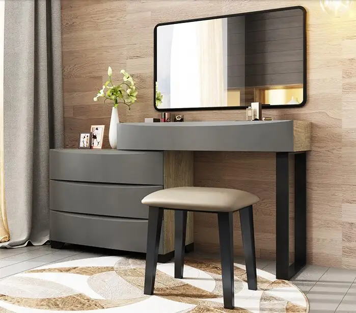 Modern simple paint dressing table small family telescopic mini makeup table storage makeup table TV Cabinet combination.
Modern simple paint dressing table small family telescopic mini makeup table storage makeup table TV Cabinet combination.