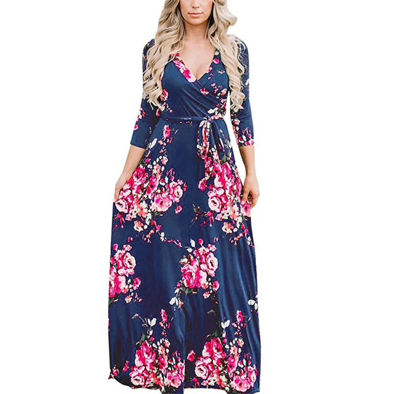 Women Long Maxi Dresses Bohemia V-neck Wrist Sleeve Floral Print Ethnic Summer Beach Female Stylish Long Dress Navy White XXL
Women Long Maxi Dresses Bohemia V-neck Wrist Sleeve Floral Print Ethnic Summer Beach Female Stylish Long Dress Navy White XXL